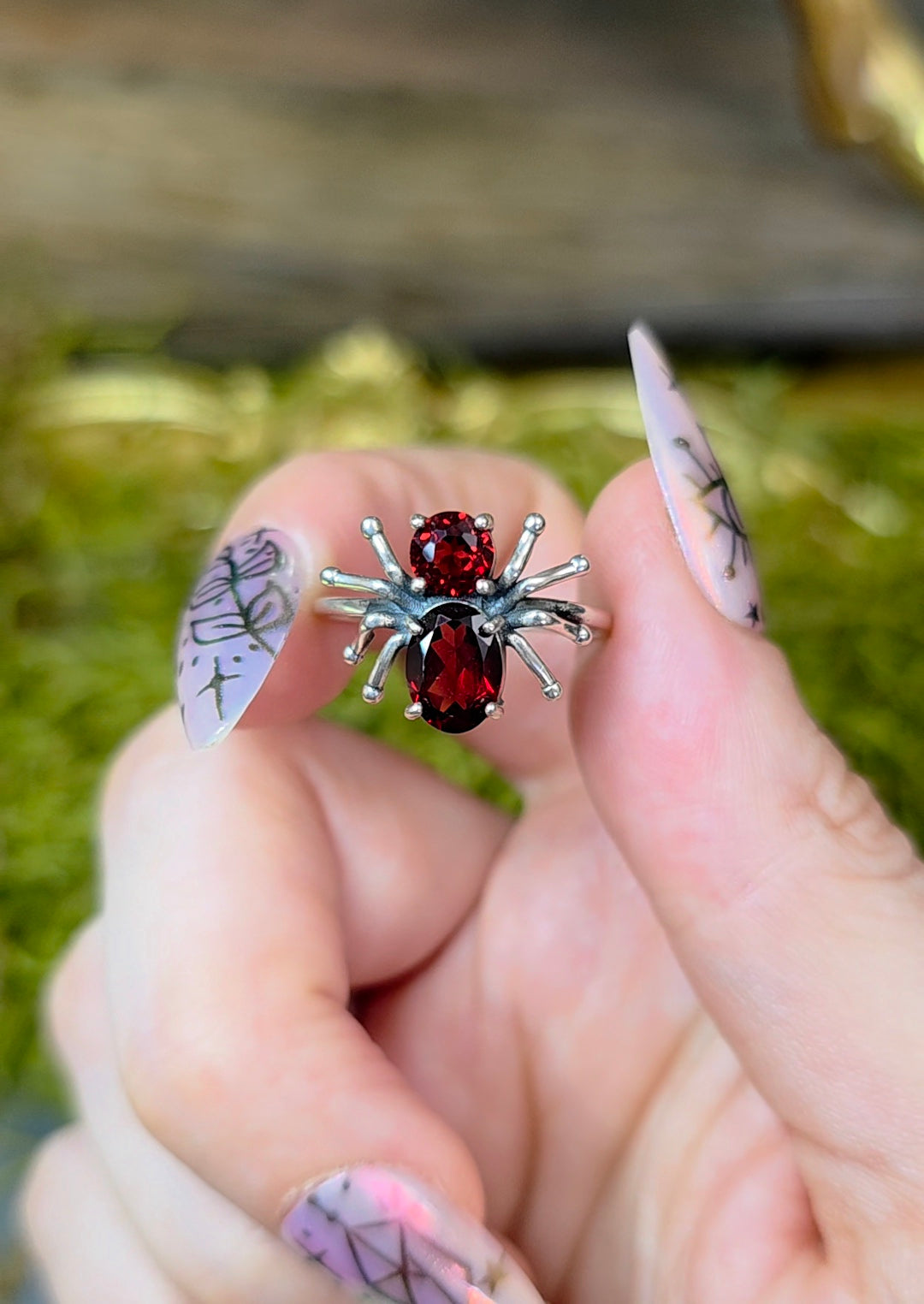 Garnet Spider Ring