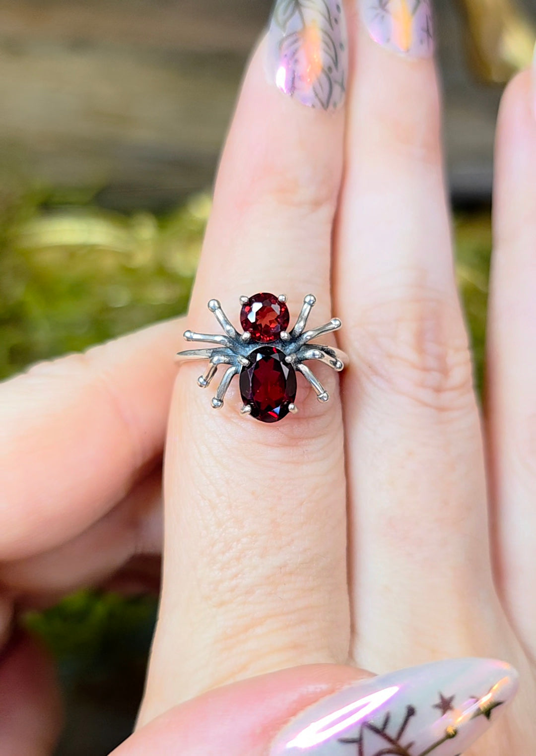 Garnet Spider Ring