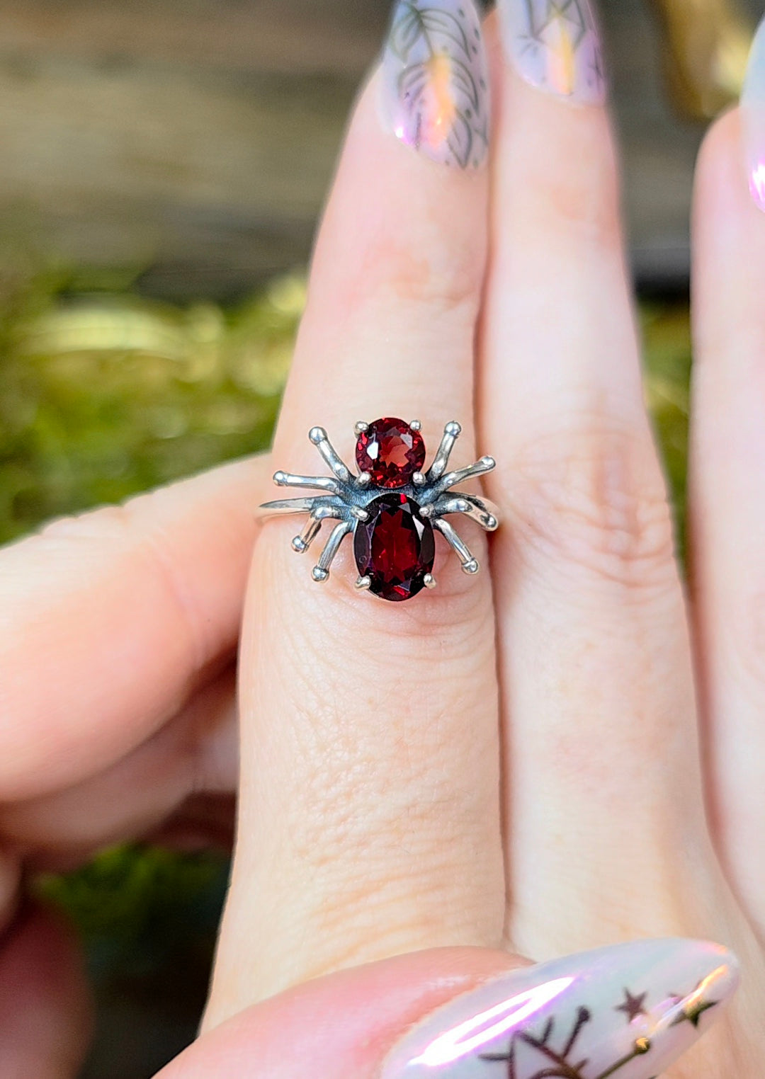 Garnet Spider Ring
