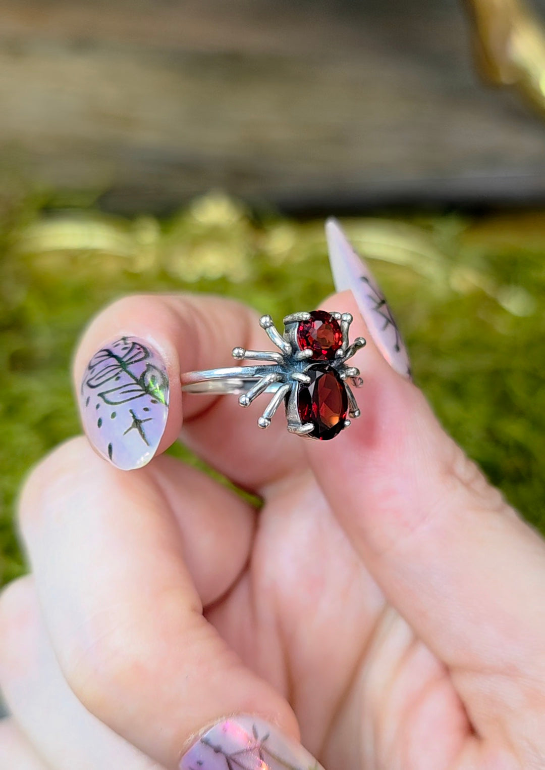 Garnet Spider Ring