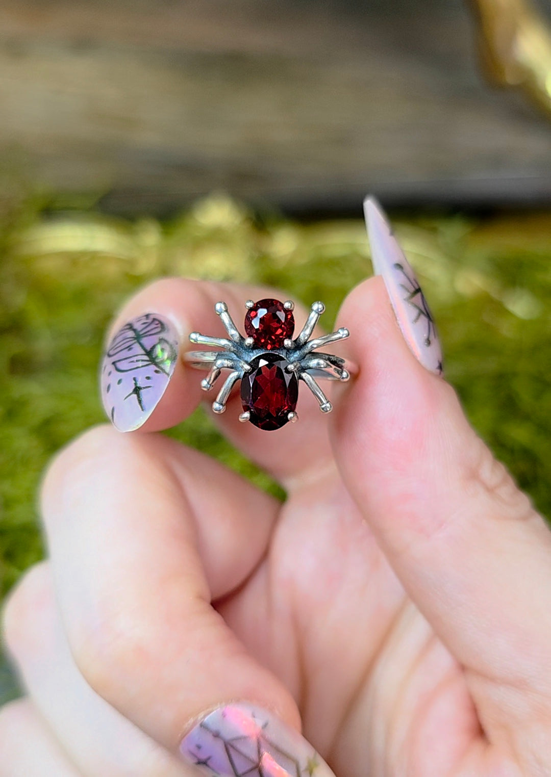 Garnet Spider Ring