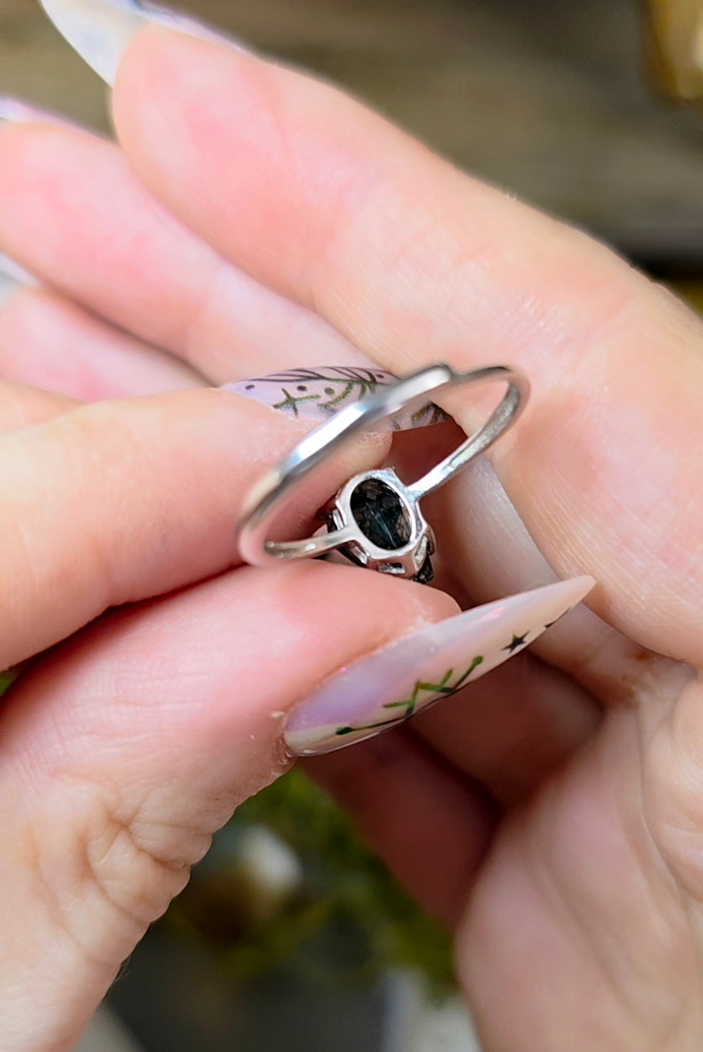 Moss Agate Coffin Ring B