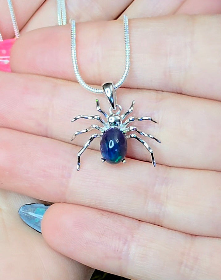 Black Opal Spider Pendant B