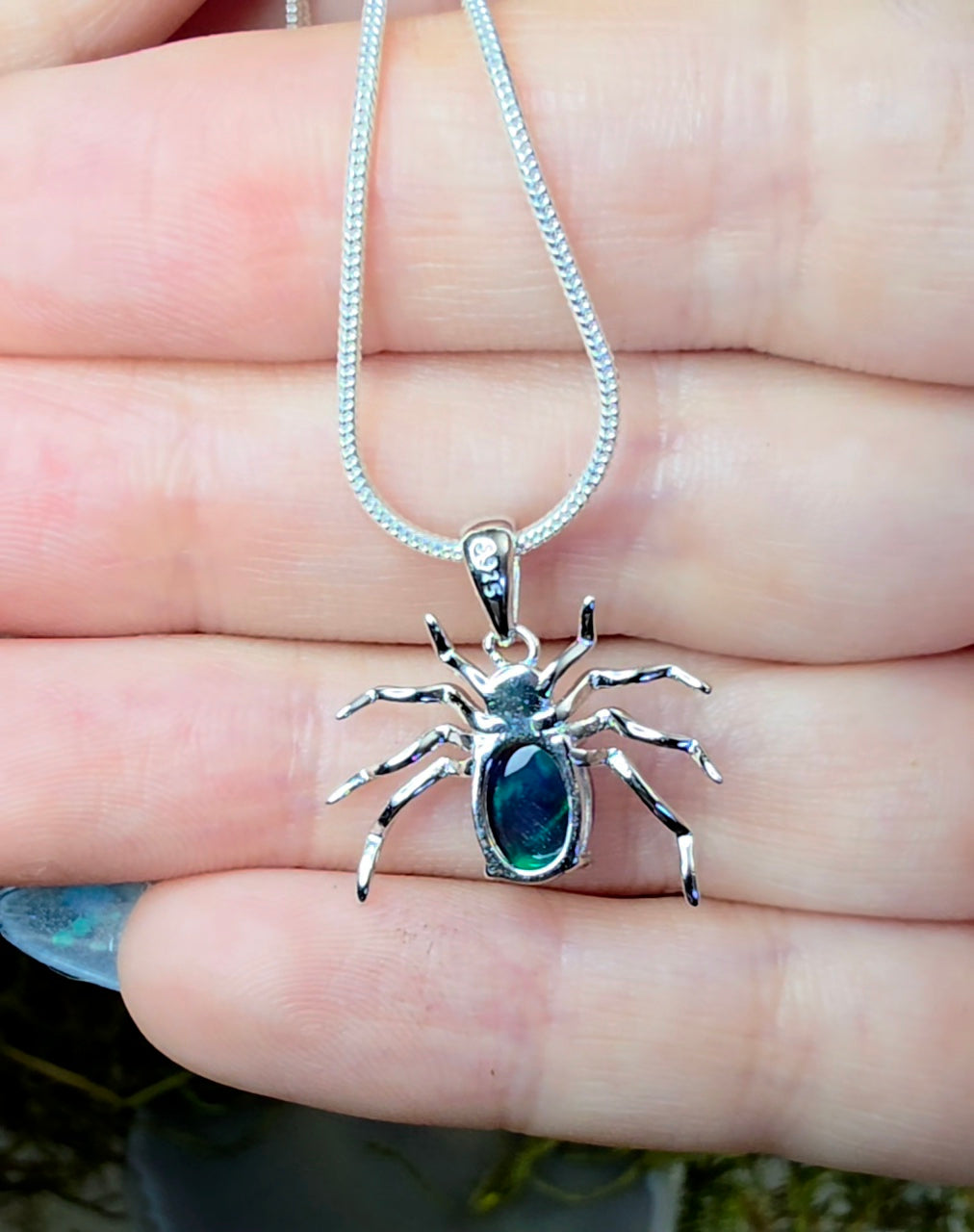 Black Opal Spider Pendant B