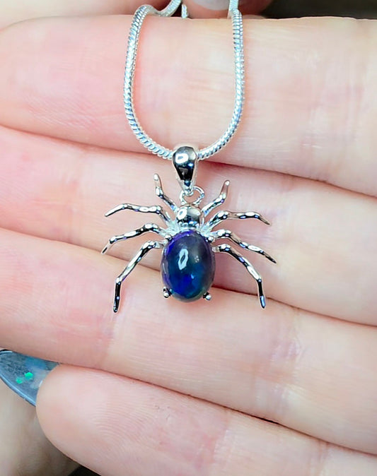 Black Opal Spider Pendant B