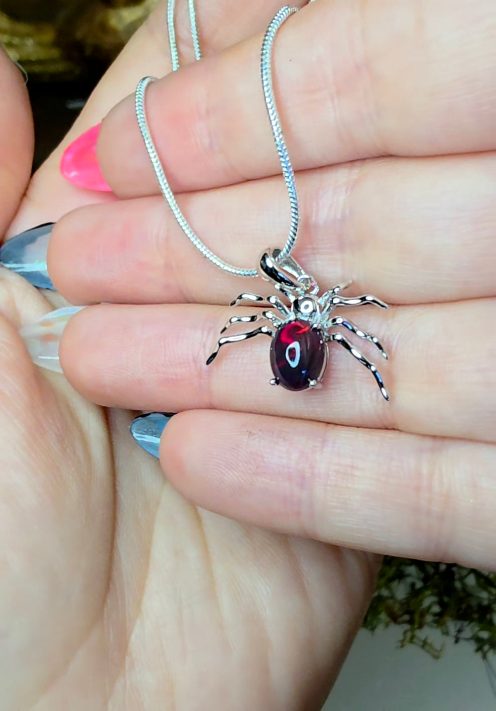 Black Opal Spider Pendant C