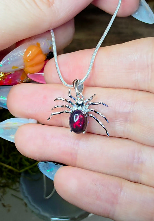 Black Opal Spider Pendant C
