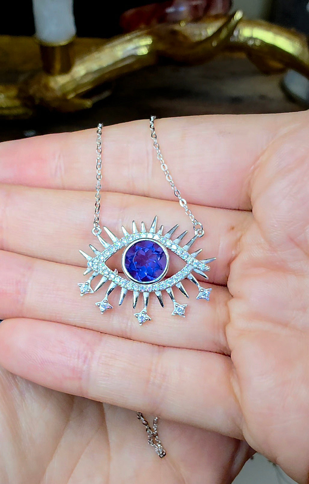 Blue Fluorite Evil Eye Pendant