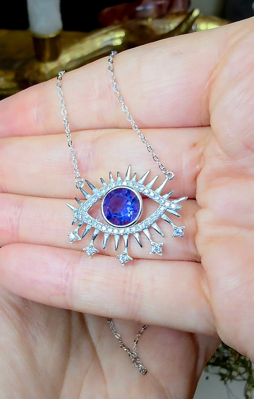 Blue Fluorite Evil Eye Pendant