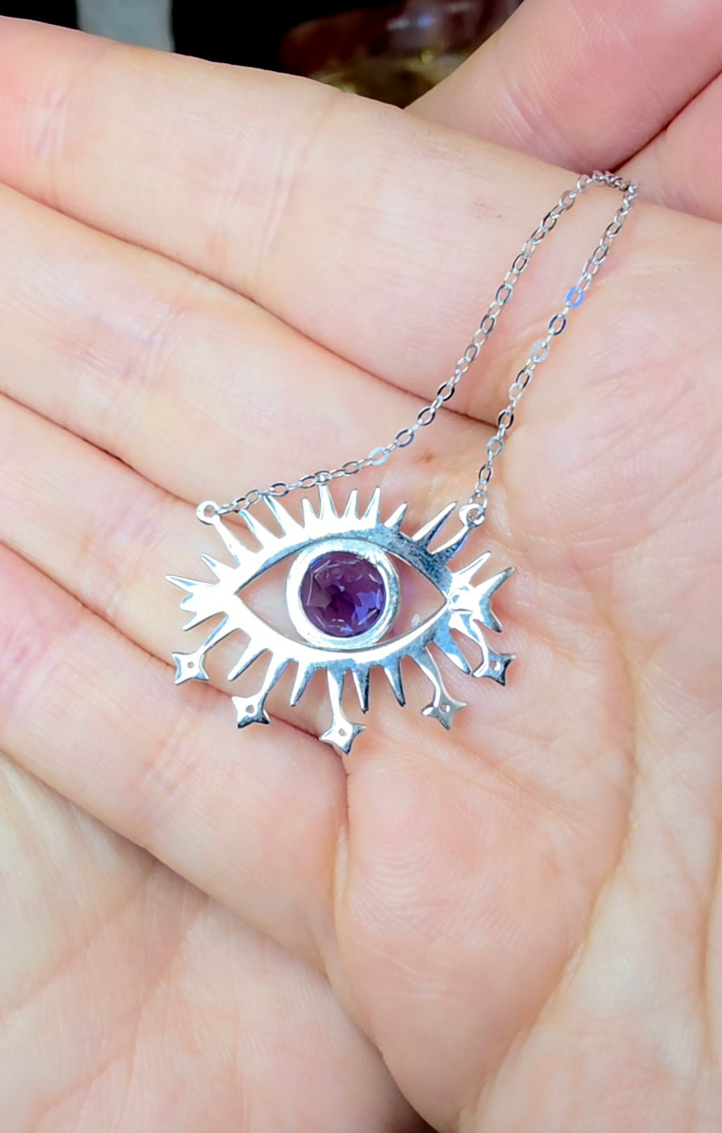 Blue Fluorite Evil Eye Pendant
