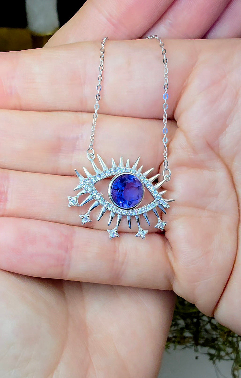 Blue Fluorite Evil Eye Pendant