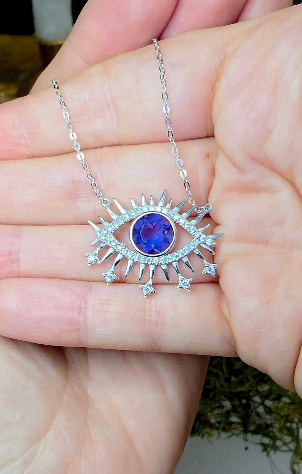 Blue Fluorite Evil Eye Pendant