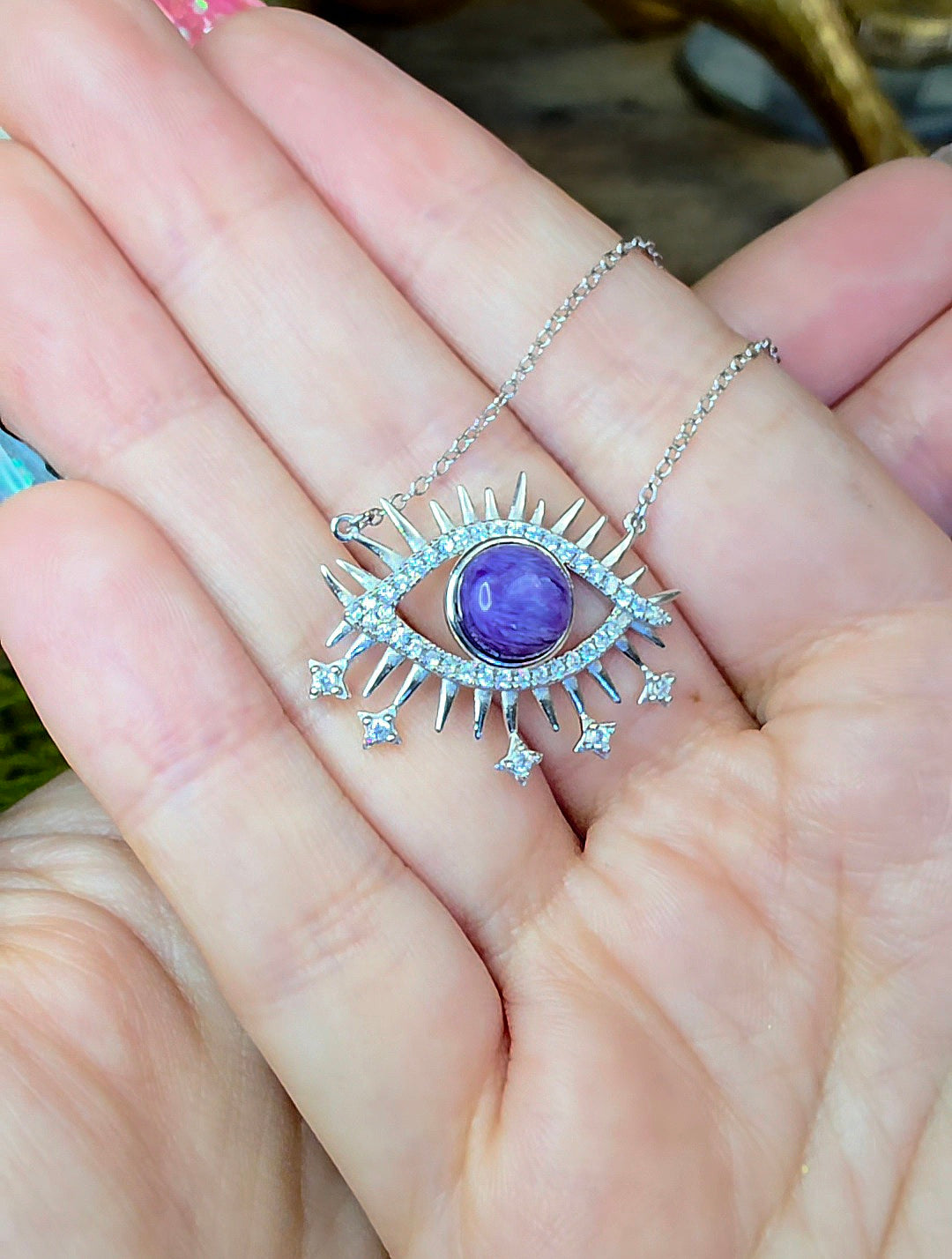 Charoite Evil Eye Pendant