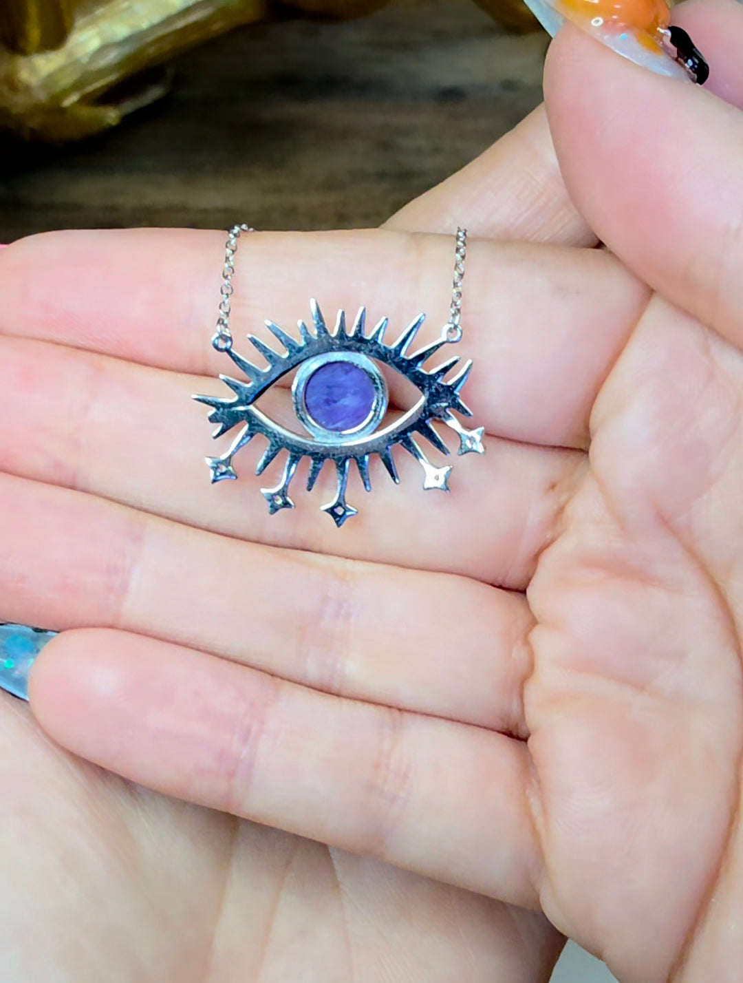 Charoite Evil Eye Pendant