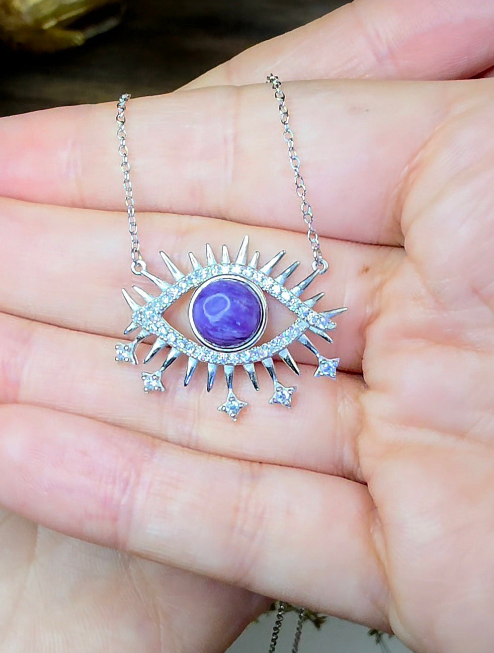 Charoite Evil Eye Pendant