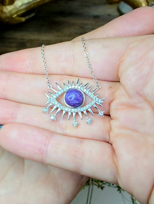 Charoite Evil Eye Pendant