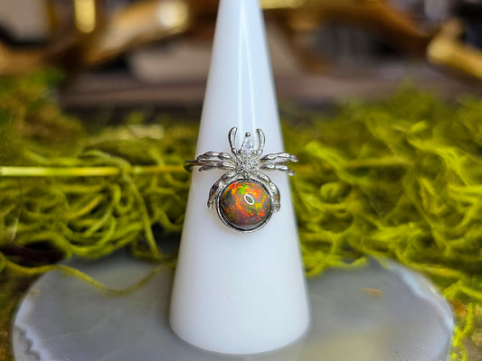 Black Opal Spider Ring