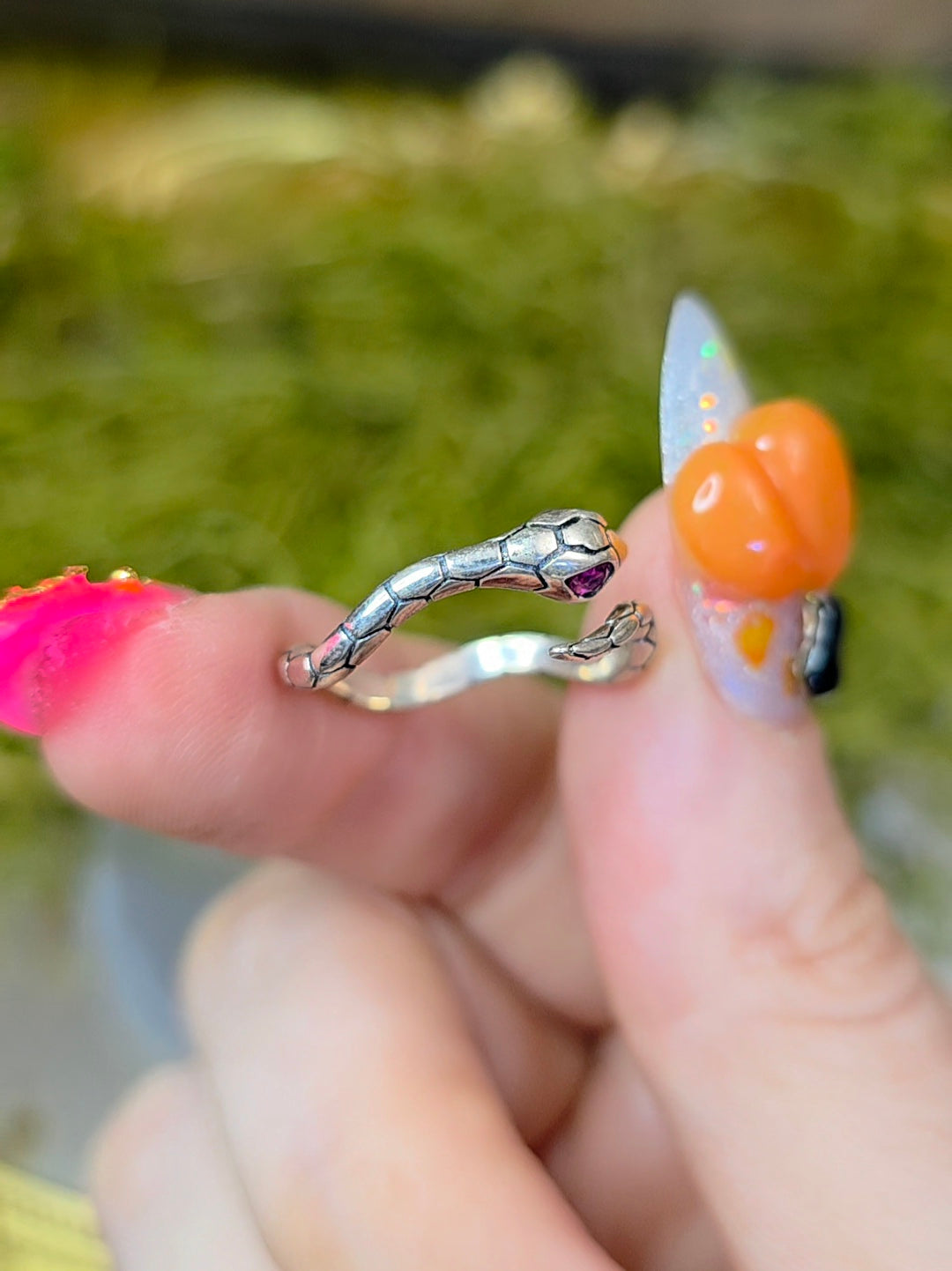 Ruby-Eyed Snake Ring