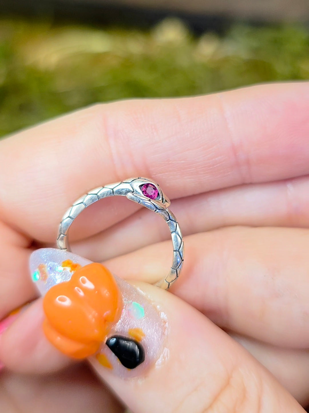 Ruby-Eyed Snake Ring