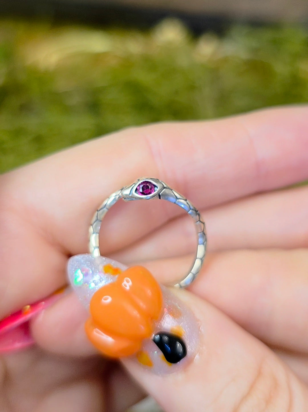 Ruby-Eyed Snake Ring