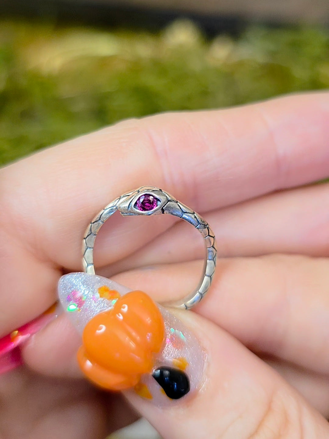 Ruby-Eyed Snake Ring