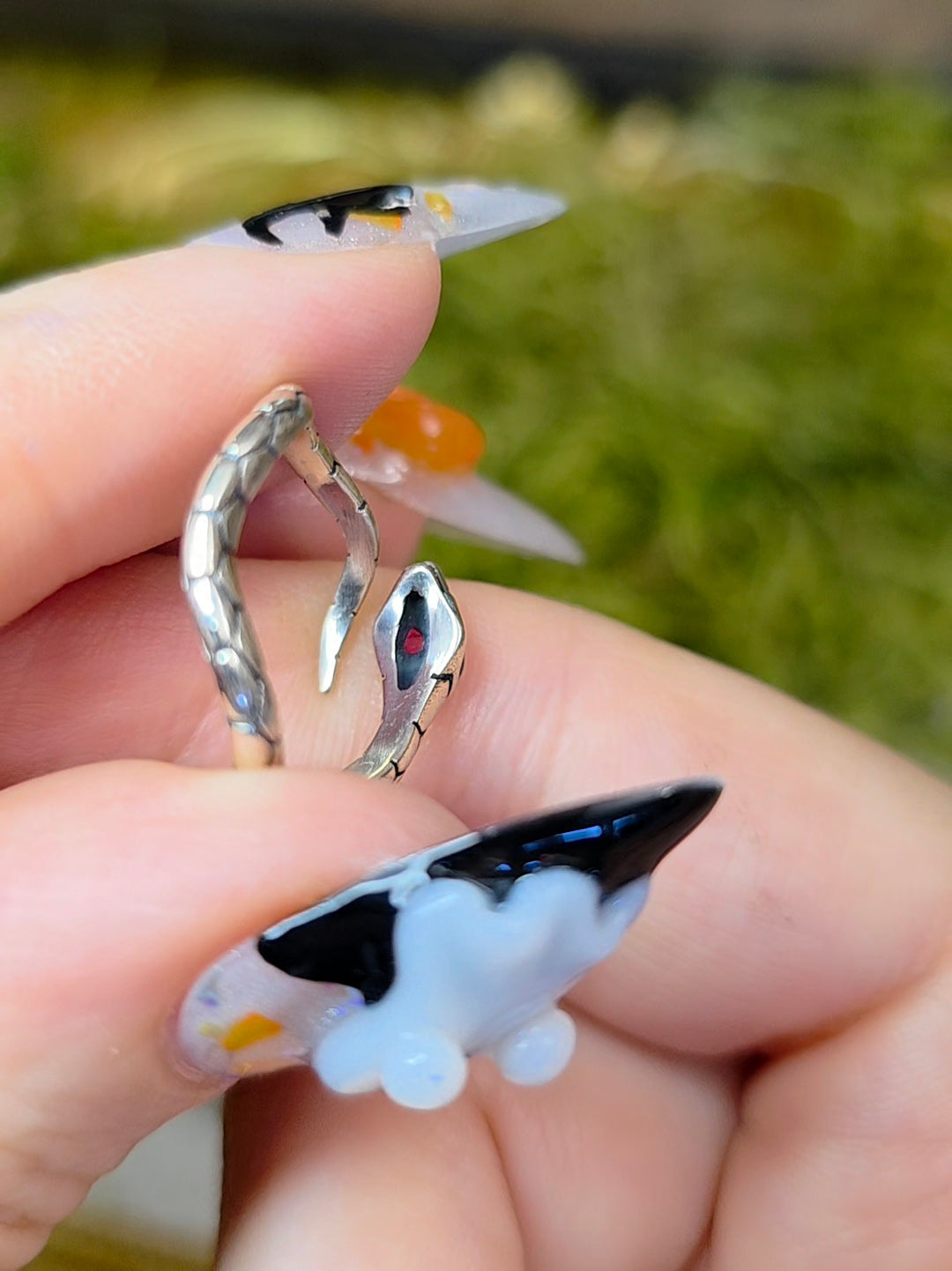 Ruby-Eyed Snake Ring