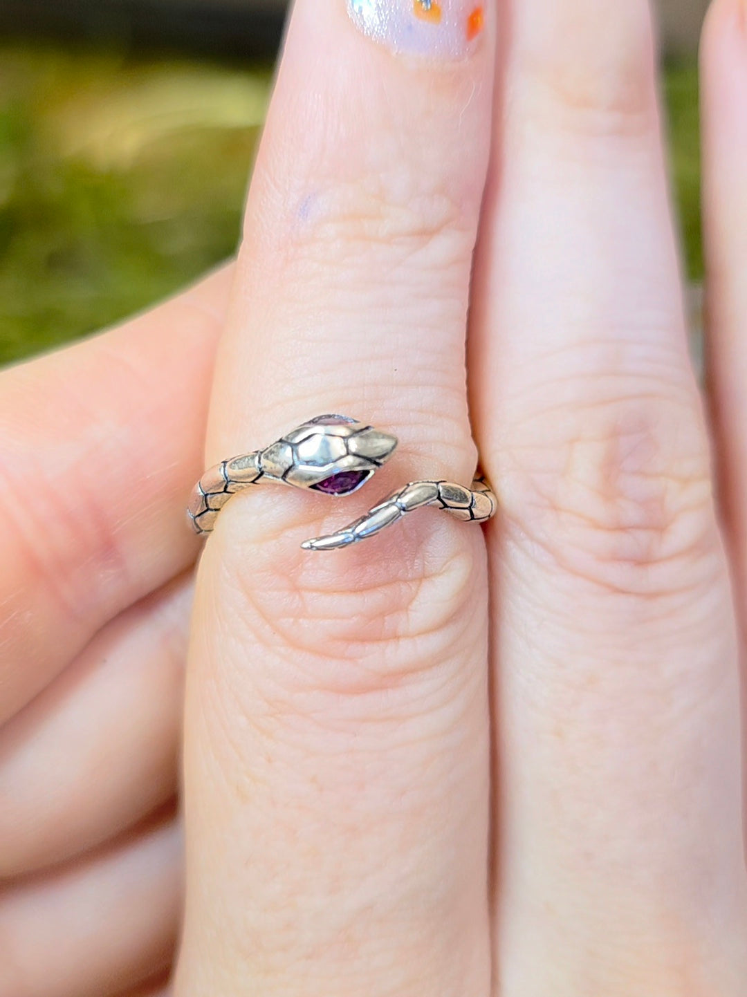 Ruby-Eyed Snake Ring