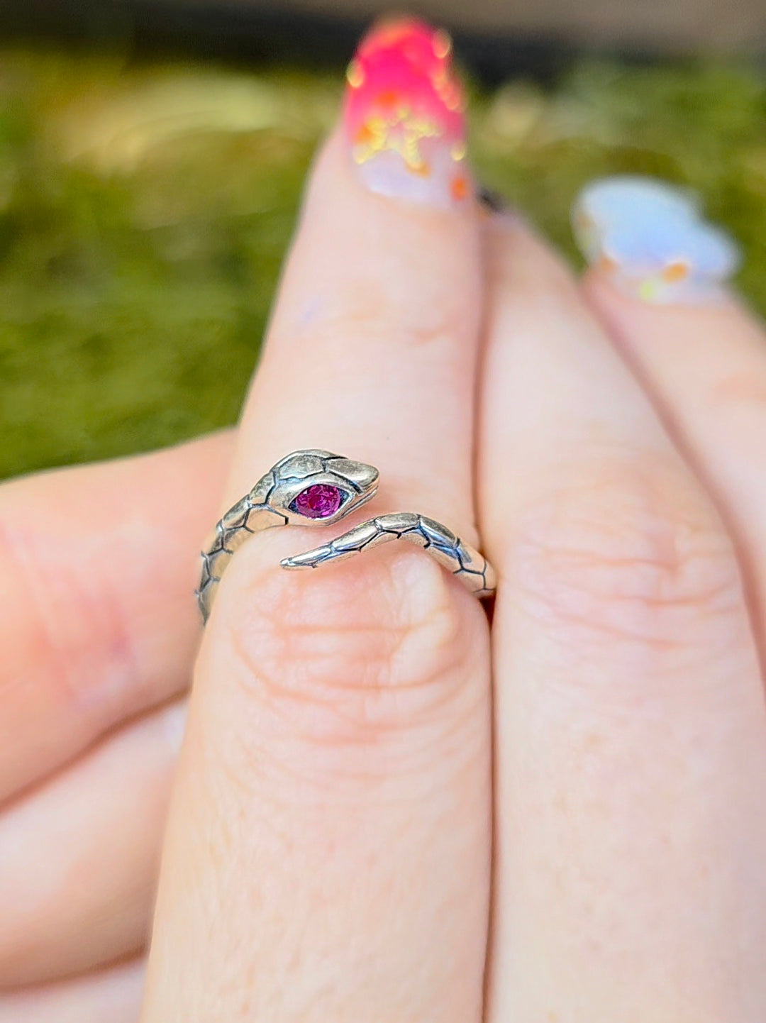 Ruby-Eyed Snake Ring