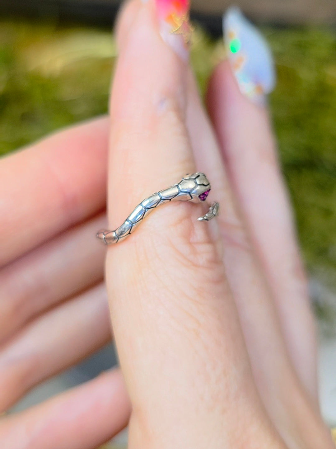 Ruby-Eyed Snake Ring