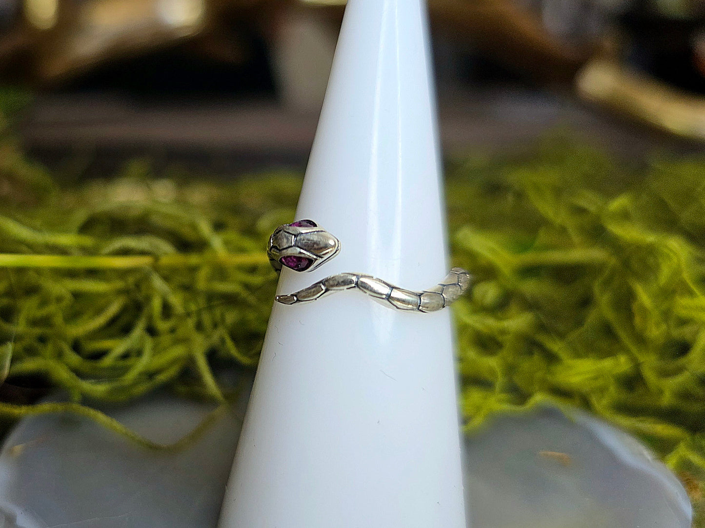 Ruby-Eyed Snake Ring