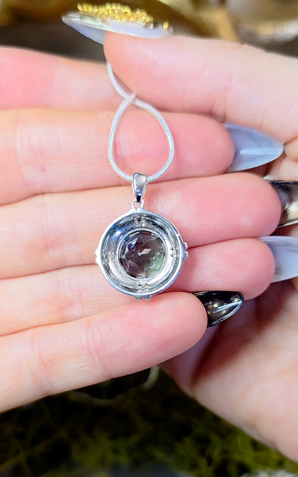 Faceted Blue Green Fluorite Pendant A