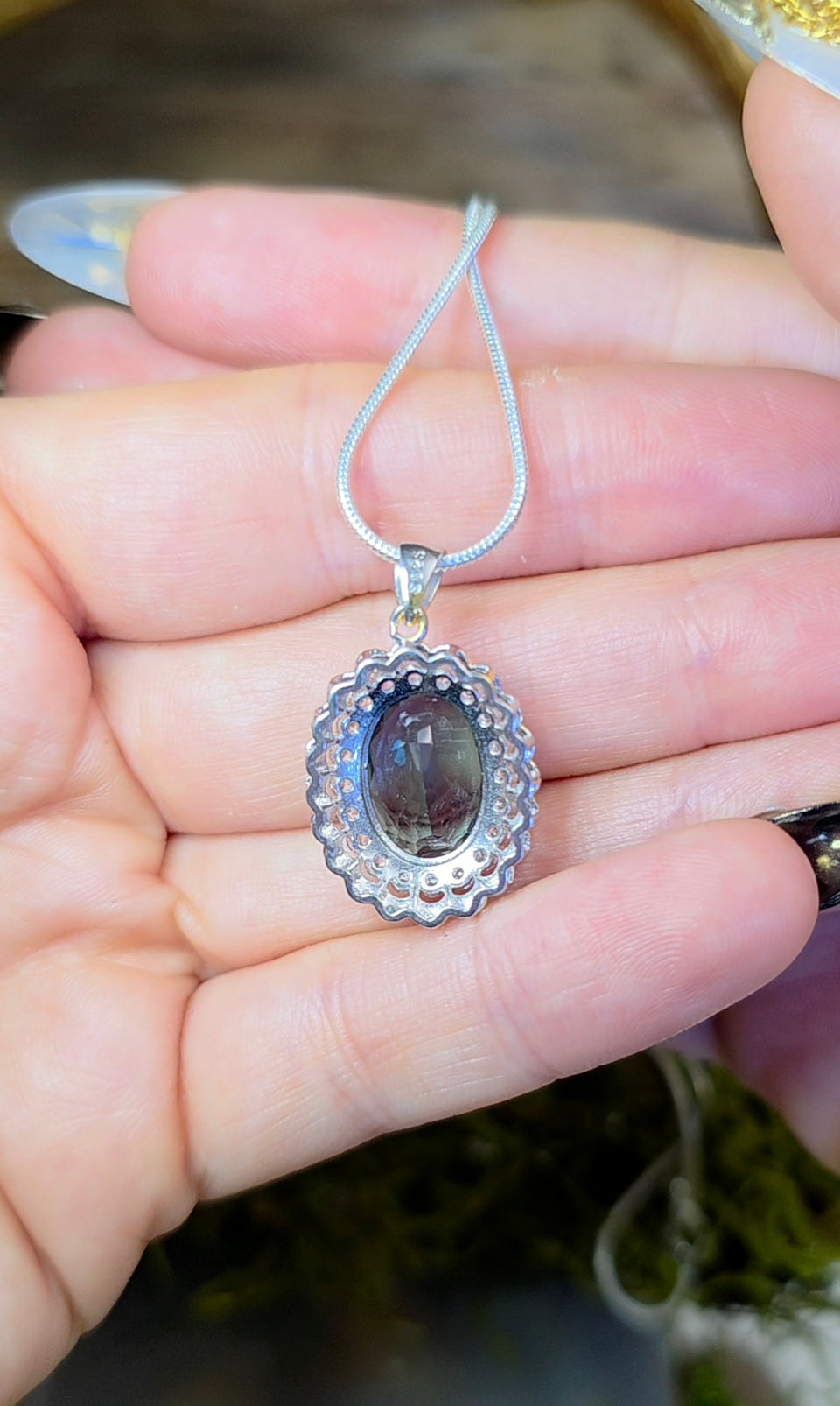 Faceted Blue Green Fluorite Pendant B