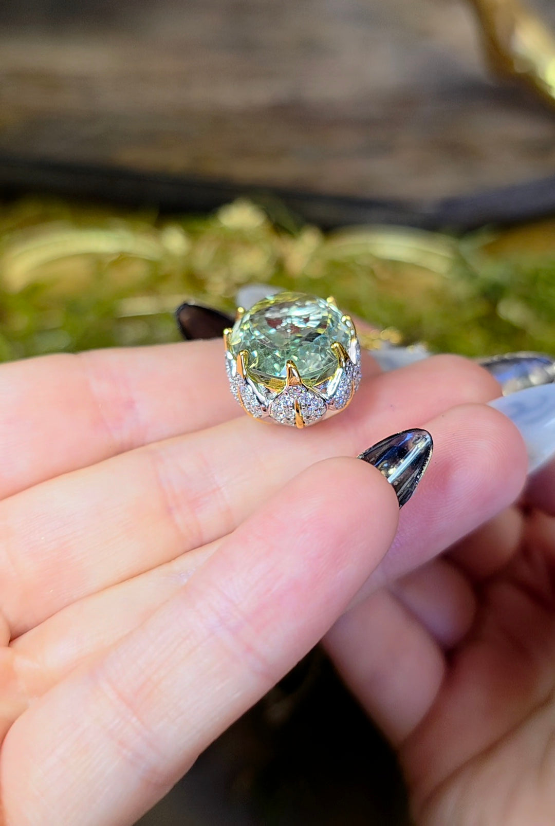 Prasiolite and Ruby Pendant B