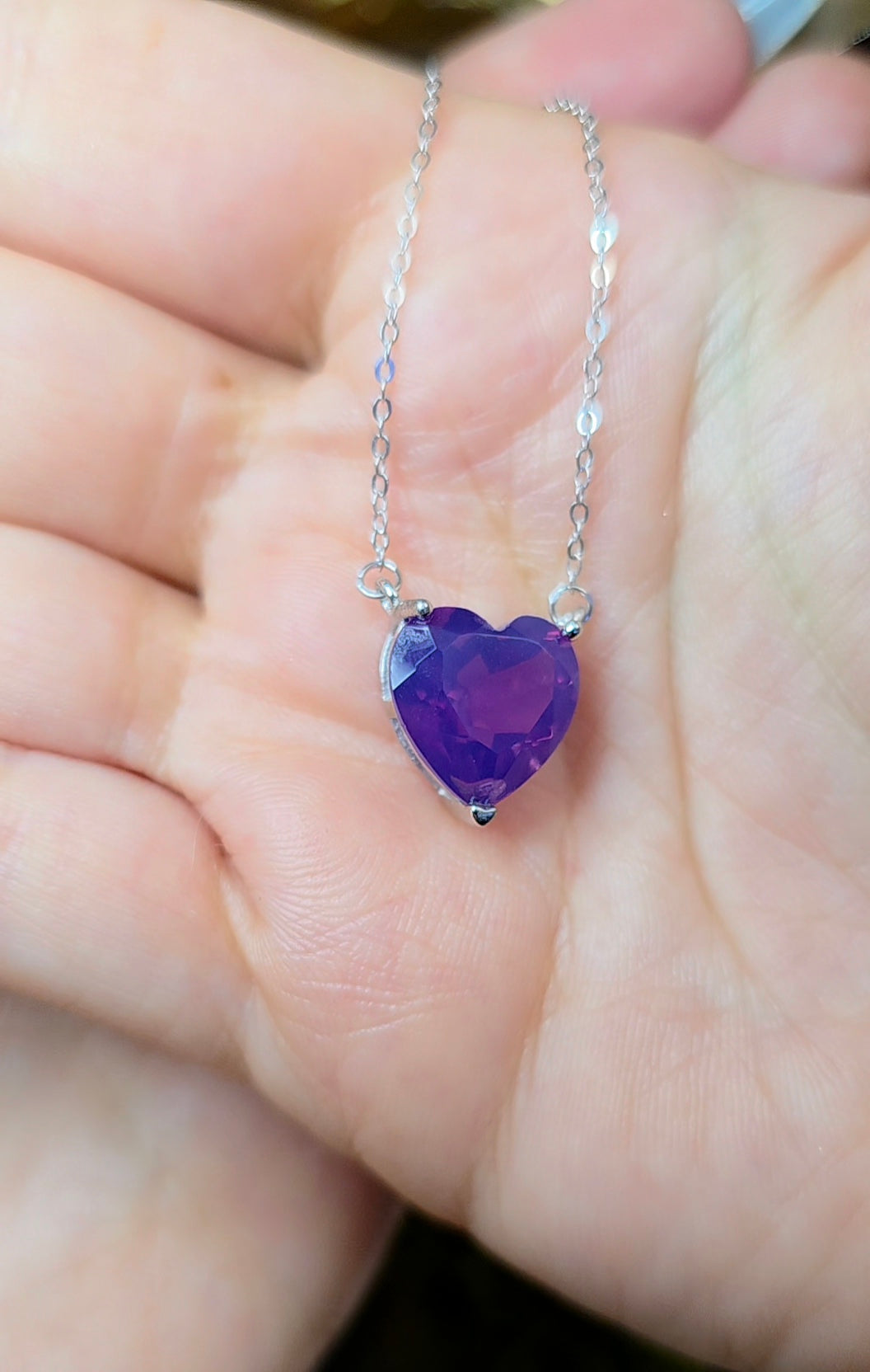 Lavender Moon Quartz Heart Necklace