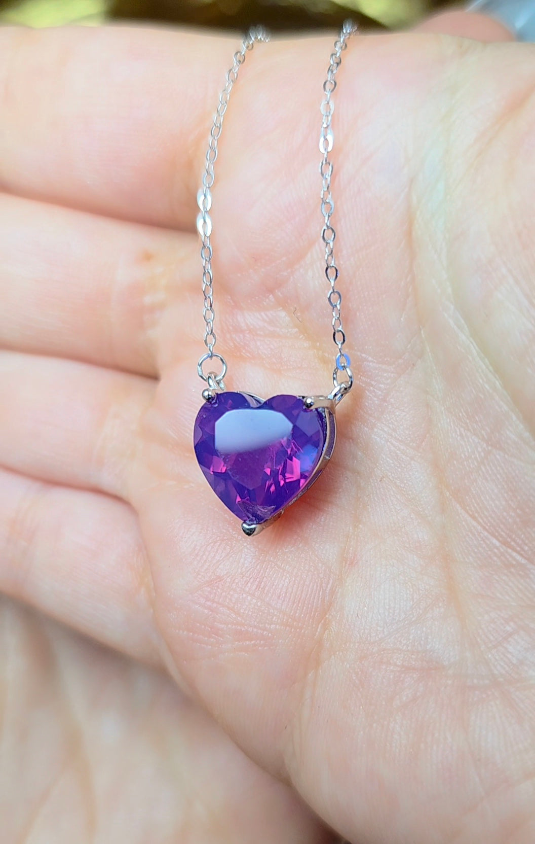 Lavender Moon Quartz Heart Necklace