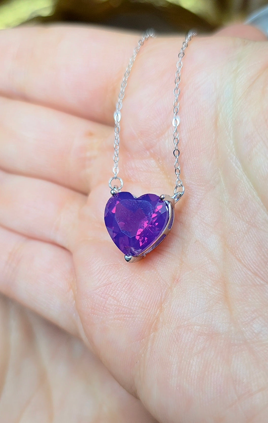 Lavender Moon Quartz Heart Necklace