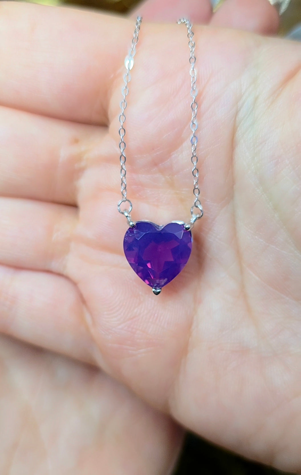 Lavender Moon Quartz Heart Necklace