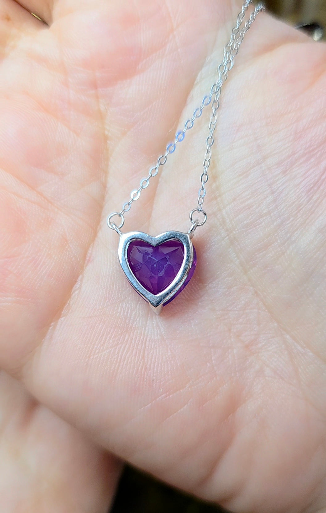Lavender Moon Quartz Heart Necklace
