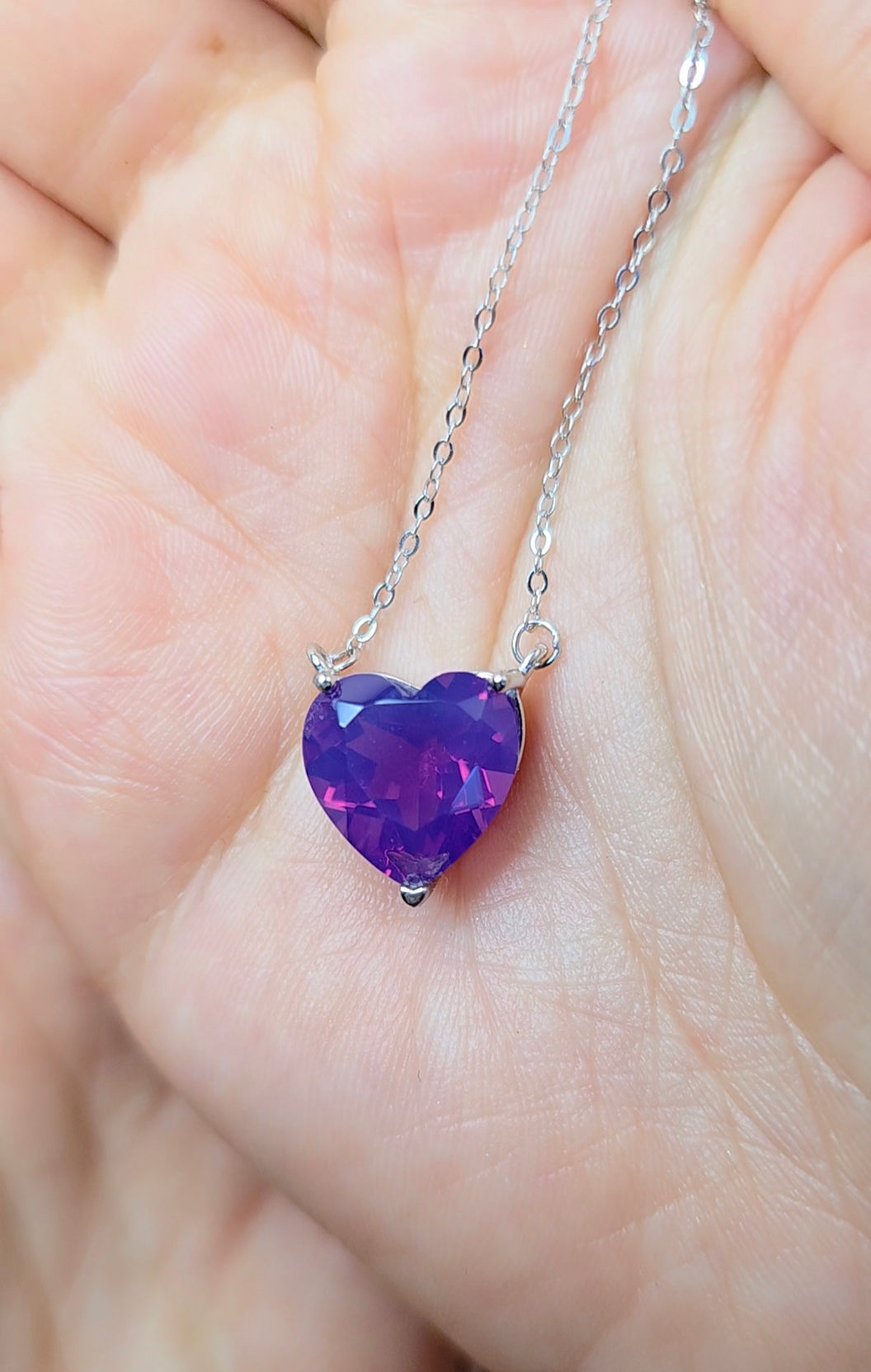 Lavender Moon Quartz Heart Necklace