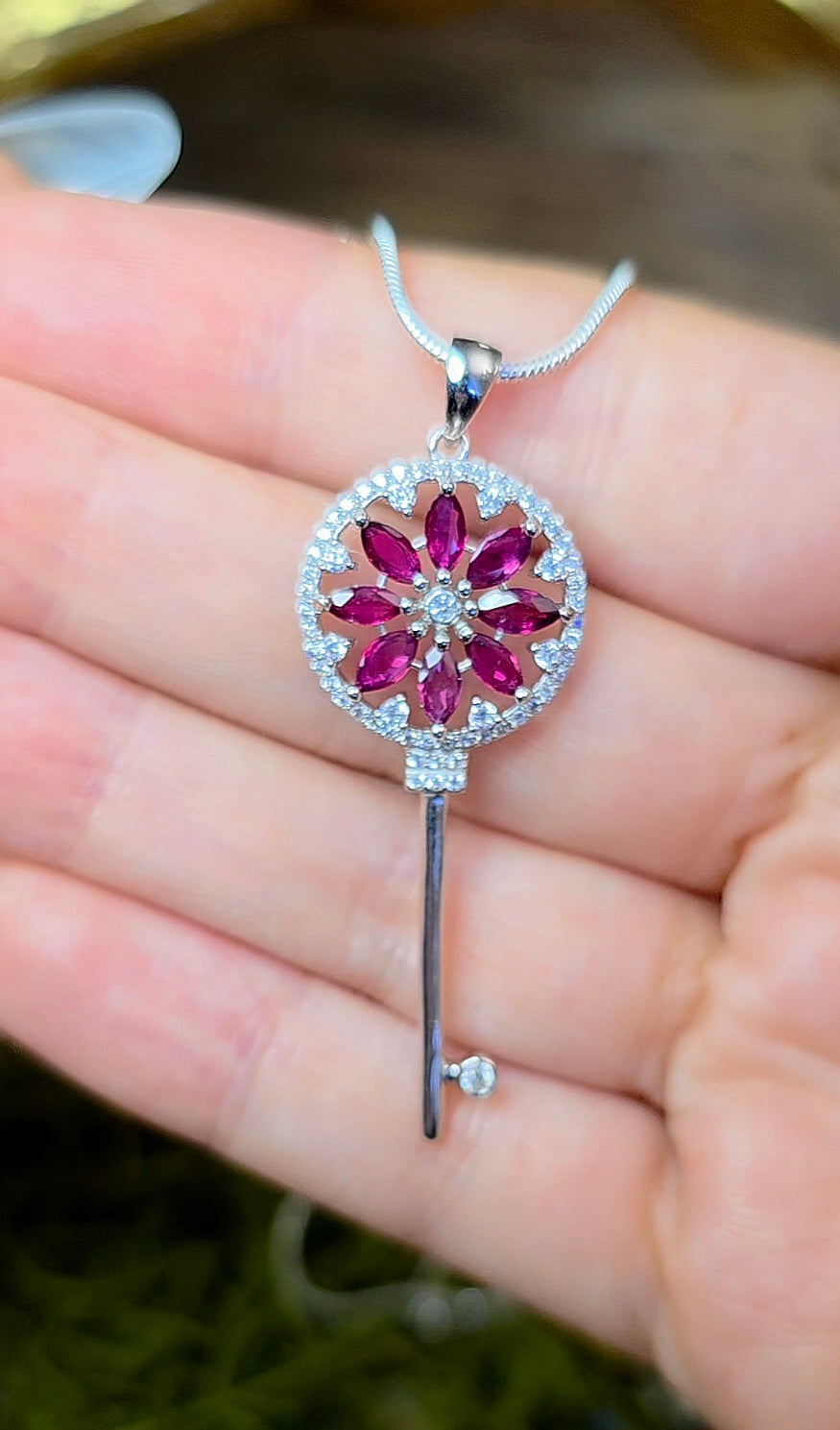 Garnet Key Pendant