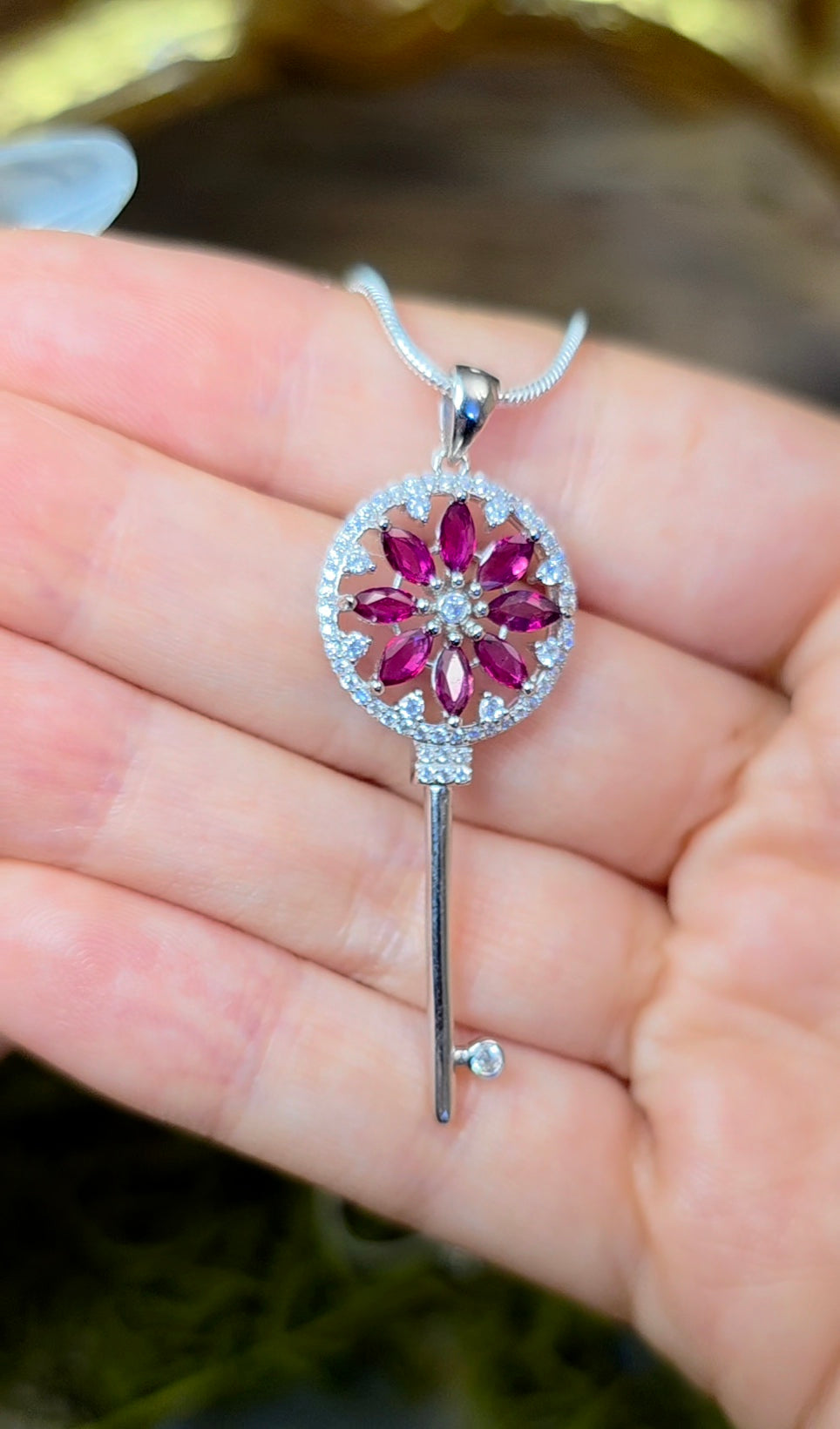 Garnet Key Pendant