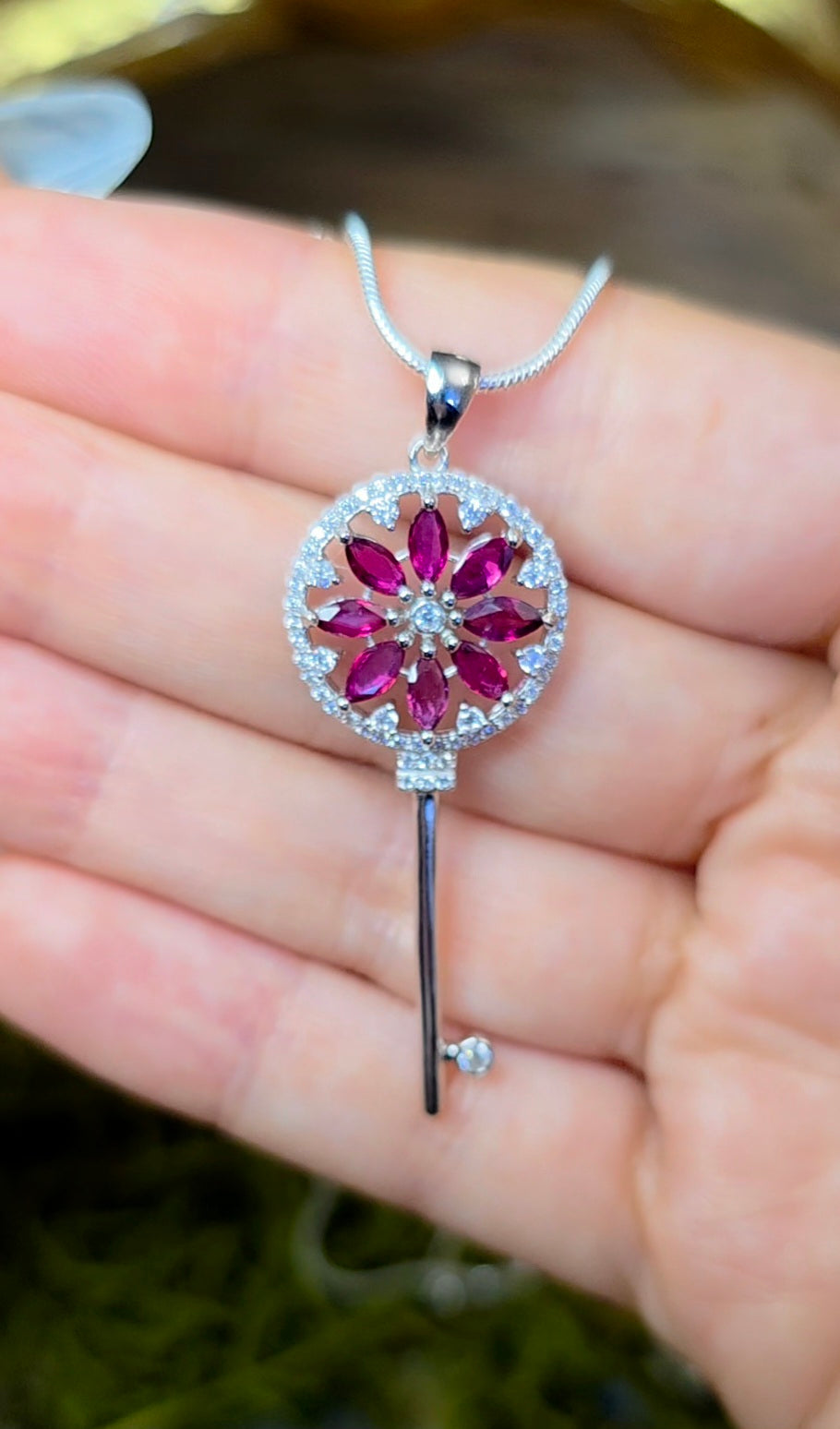 Garnet Key Pendant