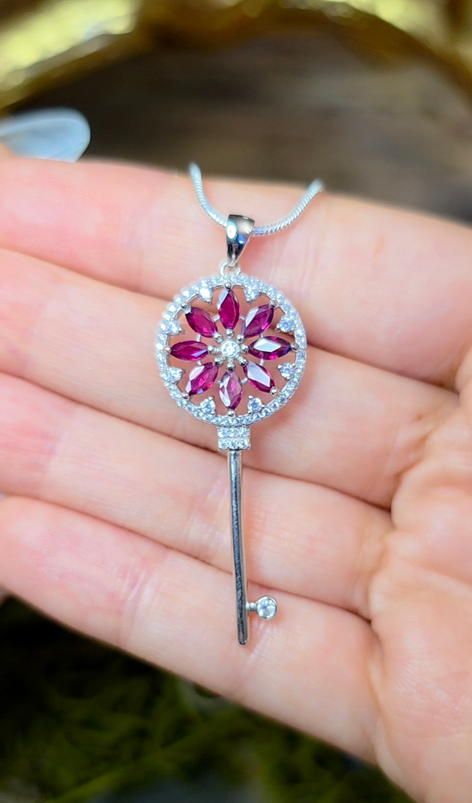 Garnet Key Pendant