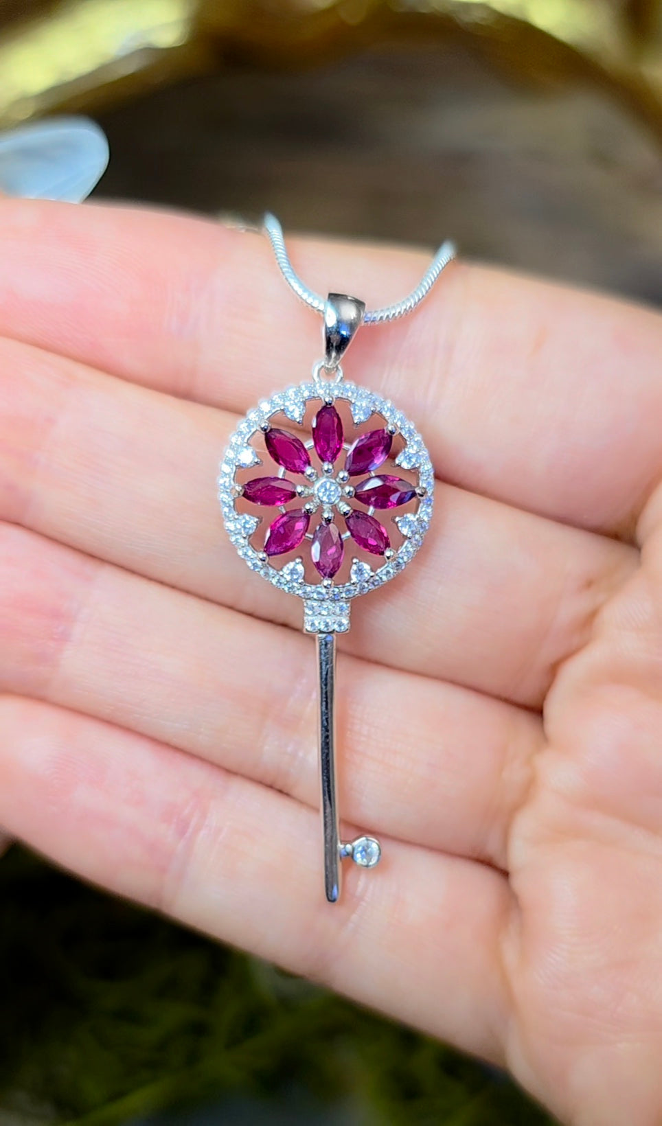 Garnet Key Pendant