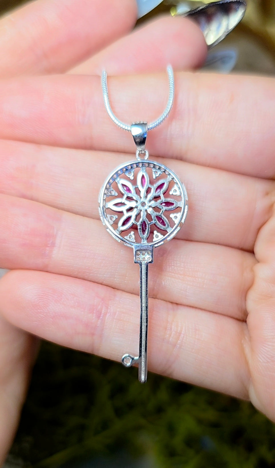 Garnet Key Pendant