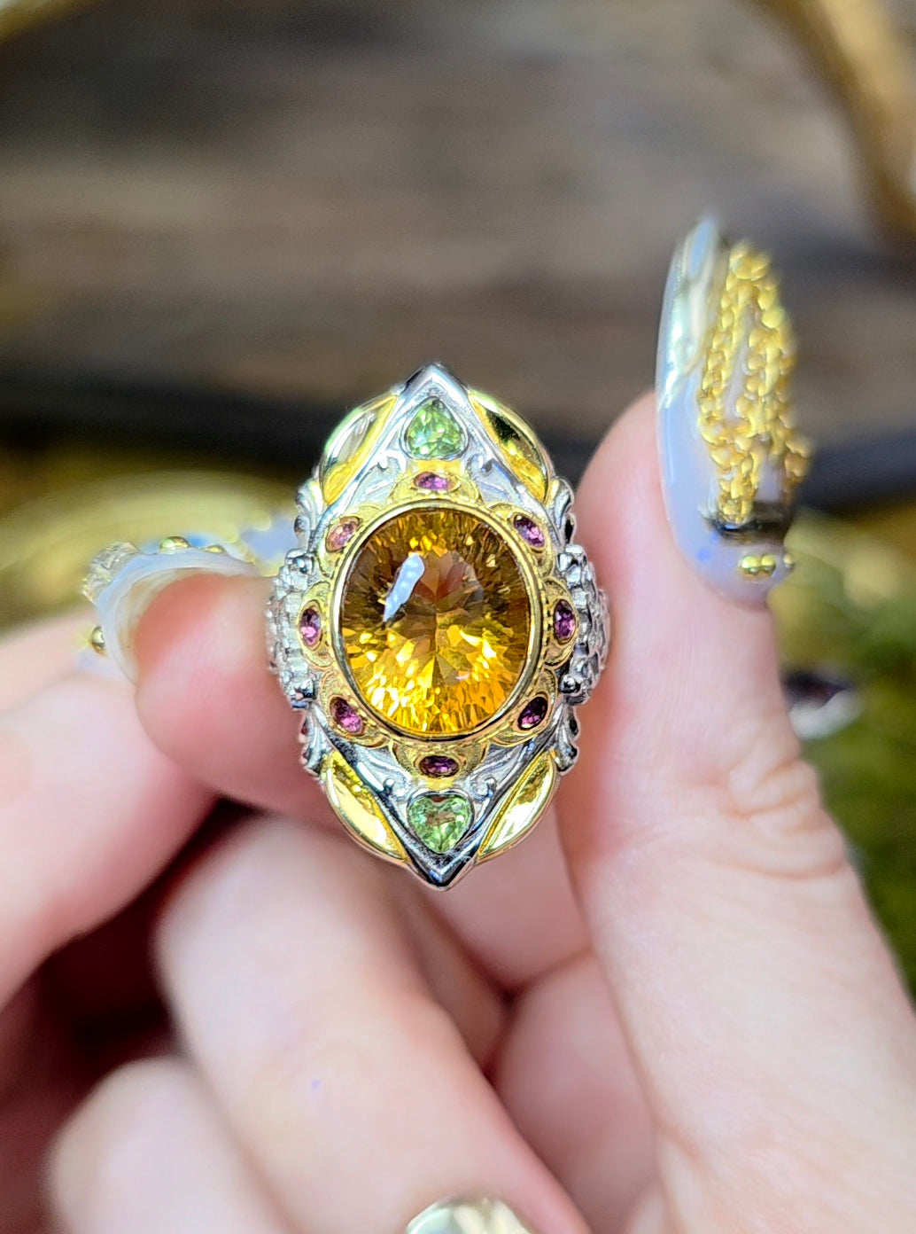 Luxury Citrine, Ruby, and Peridot Ring