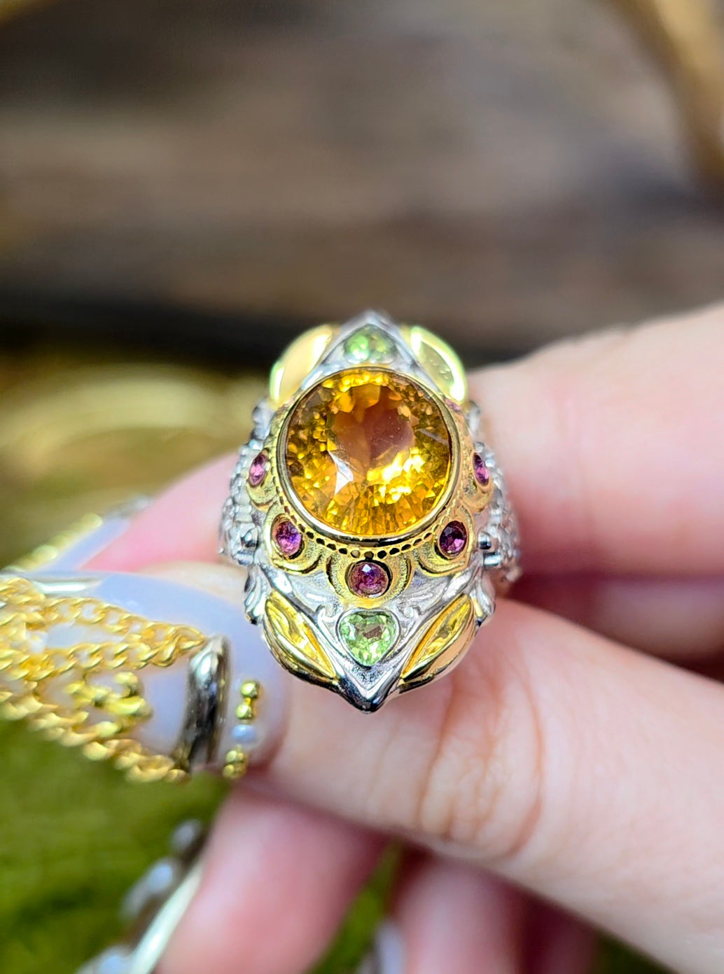 Luxury Citrine, Ruby, and Peridot Ring