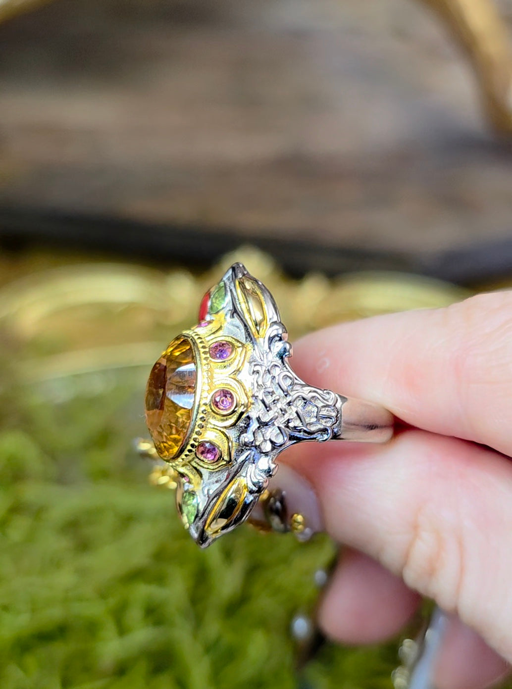Luxury Citrine, Ruby, and Peridot Ring
