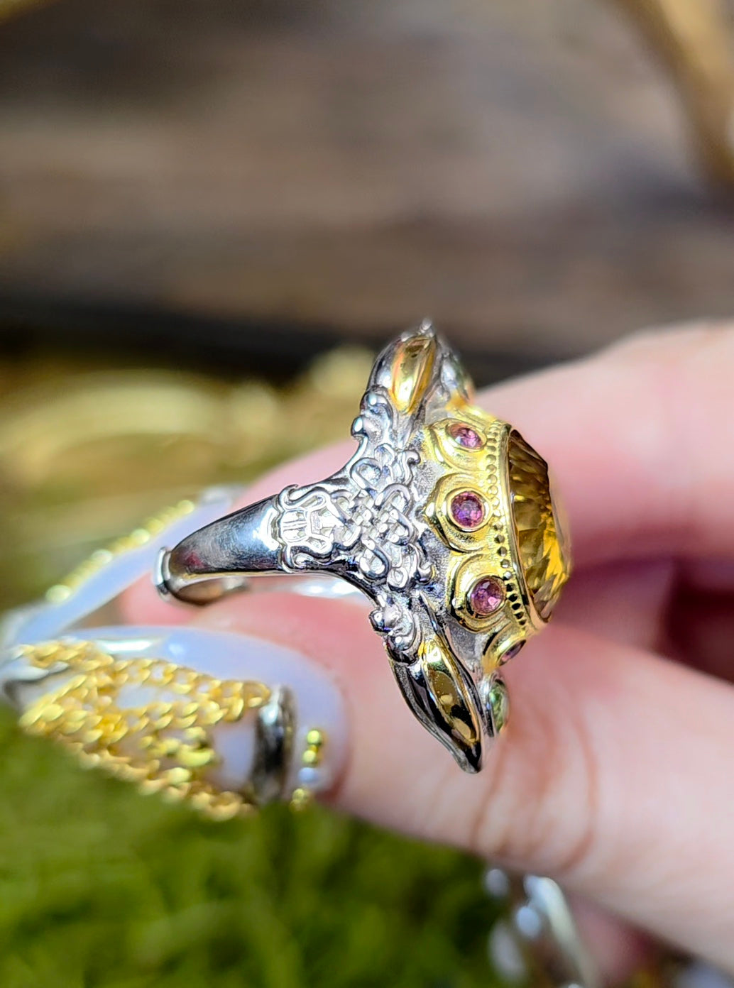 Luxury Citrine, Ruby, and Peridot Ring