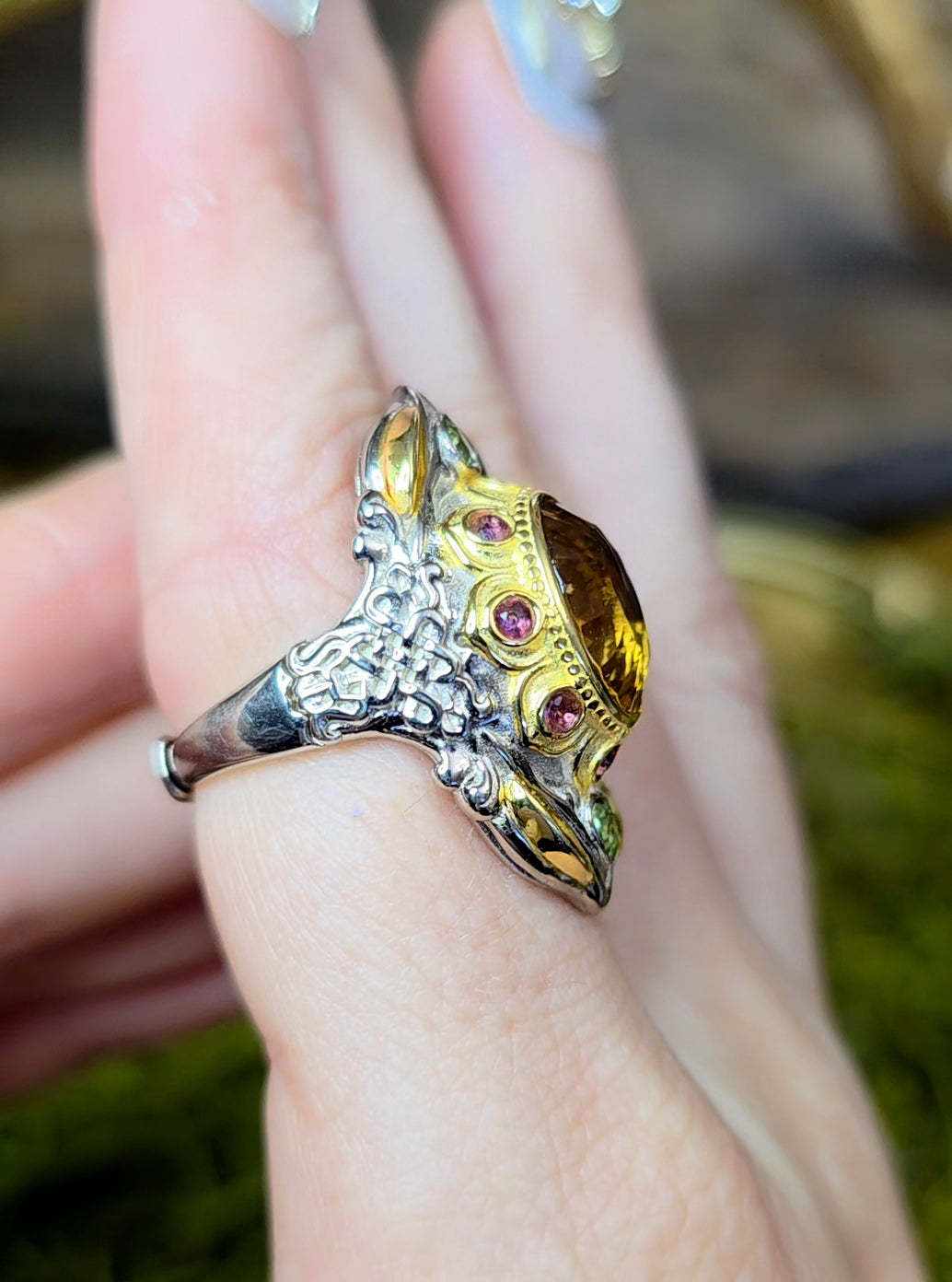 Luxury Citrine, Ruby, and Peridot Ring